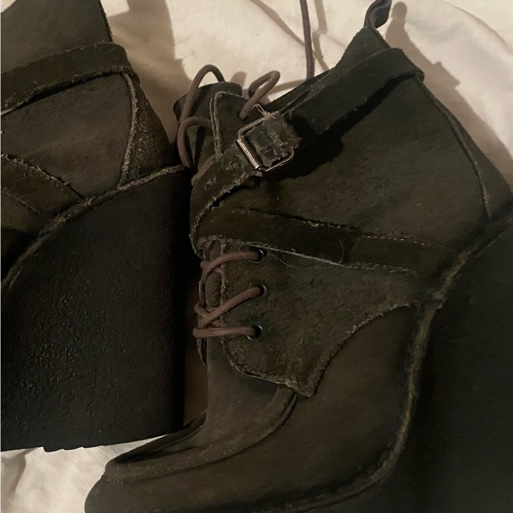 Pierre Hardy Green suede Wedge Ankle Boots - Picture 5 of 7